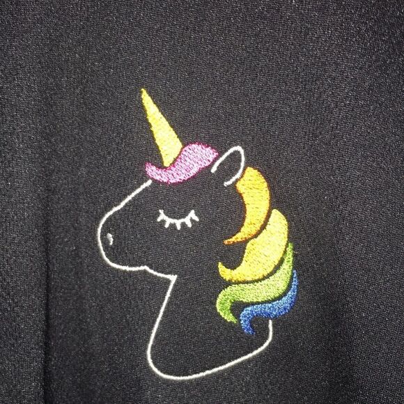 Black w/Rainbow Unicorn men’s polyester Brony fan Golf Polo Tennis shirt XL - Picture 2 of 3